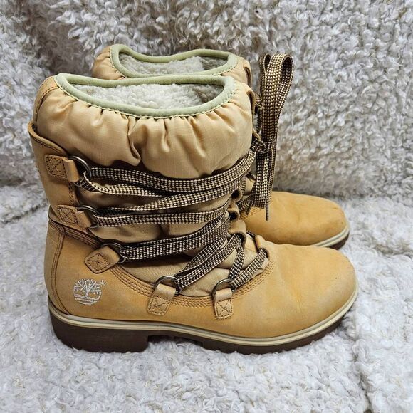 Timberland Winter Tim's in Wheat Leather Sherpa lined Laceup boots sz‎ 9 - Picture 1 of 10